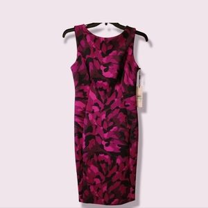 Calvin Klein Womens Dress Aubergine Purple Sleeveless Abstract Print